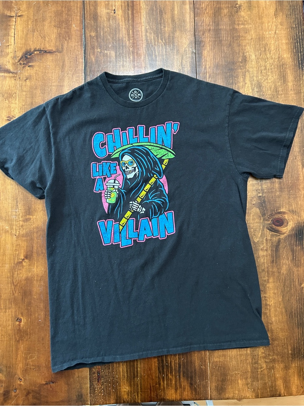 Chillin' Like A Villian Grim Reaper Skeleton 90s Vibe Shirt Large Graphic Tee